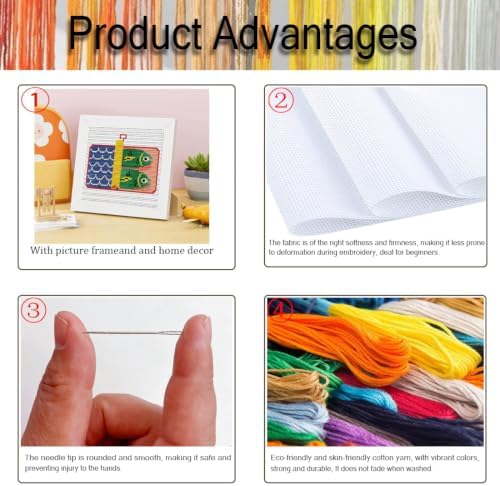 Canned Fish Stamped Cross Stitch Kits for Adults Beginners with Frame - Image 4
