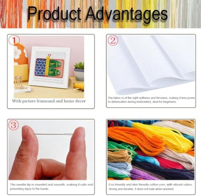 Canned Fish Stamped Cross Stitch Kits for Adults Beginners with Frame - Image 4