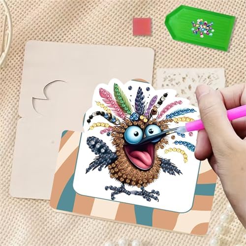 6 pack 3D Bird Diamond Painting Greeting Cards Kit, Animal Diamond Art Birthday Cards with Envelopes,DIY Thank You Card Making Craft for Adults,Handmade Greeting Card Supplies Gift Idea (Bird) - Image 3
