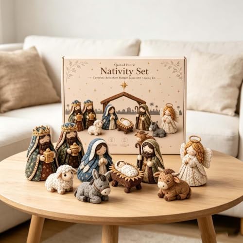 DIY Quilted Fabric Nativity Set Sewing Kit, Detailed Hand-Stitch Holy Family Manger Craft Set, Nativity Ornament Making Project for Home Display & Faith-Based Decor Creation for Adults，Type C - Image 3