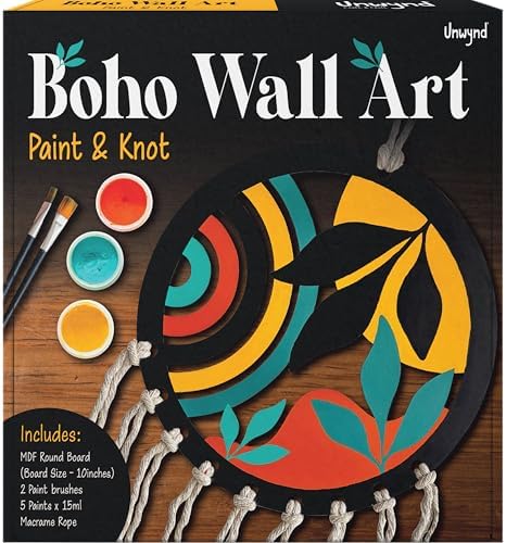 Unwynd Boho Wall Art Paint & Knot Craft Kit for Adults Macrame wall Decor by JackInTheBox
