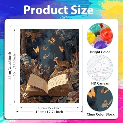 xcemhil Book Paint by Numbers Kit for Adults Beginner, Deer Paint by Numbers for Adult, Acrylic Paint by Number Kits Suitable for Home Wall Art Decor Gifts 16x20 Inch - Image 4