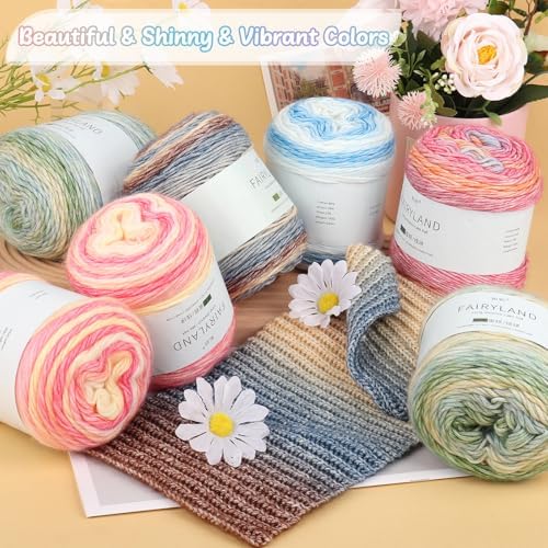 Aeelike Cake Yarn for Crocheting, Soft Ombre Crochet Yarn, Pink Yellow - Image 6