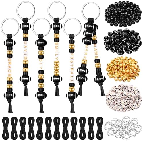 Landical 564 Pcs Football Keychain Making Kit DIY Name Bead Craft Black by Landical