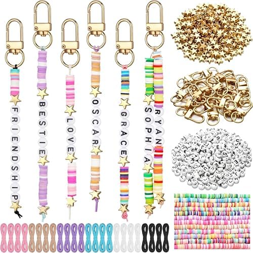 Ferreve 4948 Pcs Friendship Keychain Making Kit Clay Beads Bag Charms Kit by Ferreve