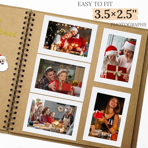 Scrapbook Photo Album 8"x8" 20 Sheets 40 Pages Hardcover Kraft Paper Khaki - Image 4