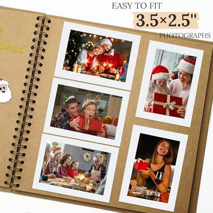 Scrapbook Photo Album 8"x8" 20 Sheets 40 Pages Hardcover Kraft Paper Khaki - Image 4