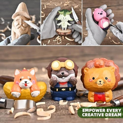 IMYMEE Wood Whittling Kit for Beginners-Complete Whittling Set with 4pcs Wood Carving Knives & 8pcs Basswood Wood Blocks-Perfect Wood Carving Kit Set-Includes Wood Carving Tools for Adults and Kids - Image 4