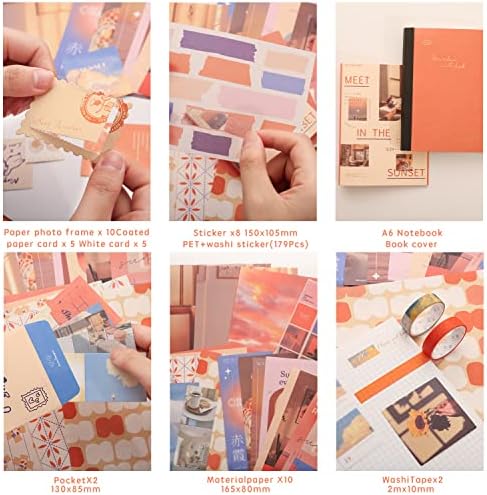 emmoolife 348 Pcs Scrapbooking Supplies Kit, Vintage Aesthetic Scrapbook Kit for Bullet Junk Journal, Stationery, A6 Grid Notebook, DIY Journaling Supplies, Birthday Craft Gift for Teen Girl Women - Image 3