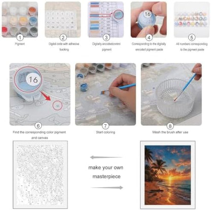 Bozfoxa Paint by Numbers Kit for Adults Beginner Tropical Sunset Art - Image 3