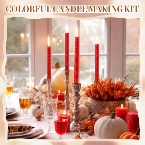 Yuntau 24 Pcs Christmas Beeswax Candle Making Kit, 8" x 8", Red - Image 6