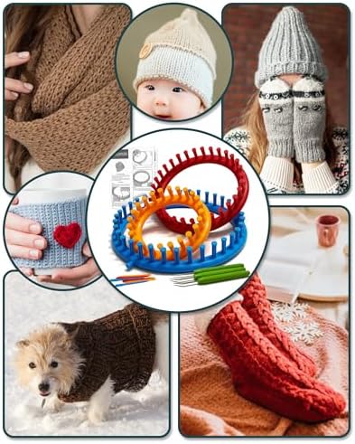 UCDRMA Loom Knitting Kit with Step-by-Step Instructions, Cost-Effective 3 Size Round Knitting Loom for Beginners, Easy & Quick Hat Knitting Loom Set/Scarf Loom Knitting Set with 3 Hooks & 6 Needles - Image 6