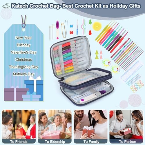 Katech 85-Piece Crochet Hooks Set, Crochet Hook Kit with Storage Case, Ergonomic Knitting Needles Weave Yarn Kits DIY Hand Knitting Craft Art Tool for Beginners and Experienced Crochet Lovers - Image 5