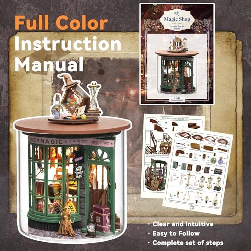 Flever Dollhouse Miniature DIY House Kit Creative Room Dream Bottle Series with Furniture for Romantic Valentine's Gift (Magical Shop) - Image 4