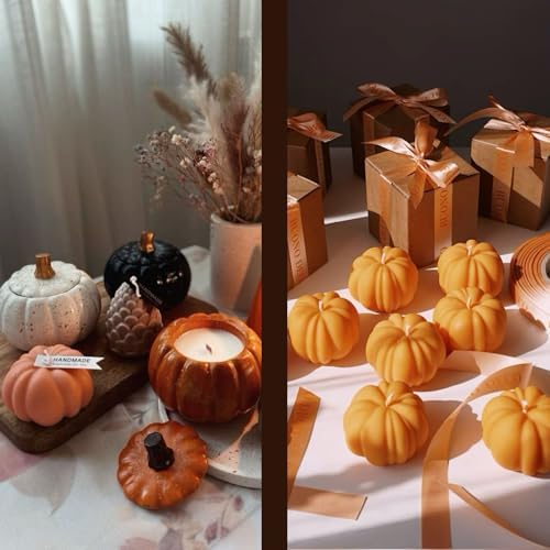 6pcs Silicone Candle Making Molds Kit Set, 3D Silicone Mold for Baking Desser, Soy Wax, Soap Geometric Pumpkin Shapes Yarn Ball Bubble Cube Molds DIY Scented Candle - Image 5