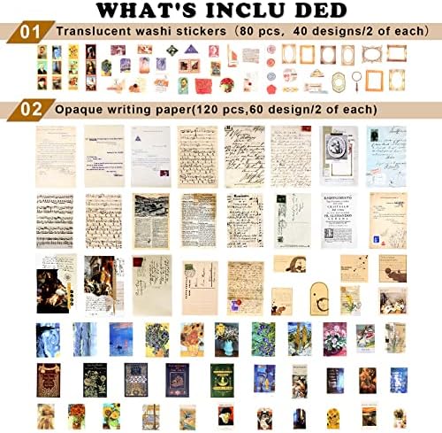 Draupnir 200pcs Vintage Junk Journal Supplies,Scrapbook Supplies Scrapbooking Paper and Stickers Ephemera For Art Aesthetic Journaling Kit Collage(Art) - Image 2