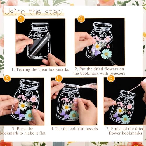 TaoBary 152 Pcs Dried Flower Bookmark Set DIY with Tassels, Macaron Color - Image 2