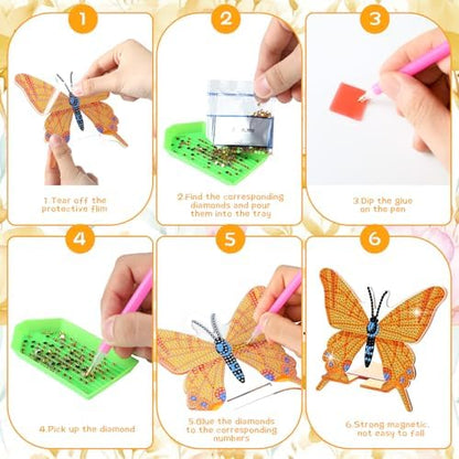 Saillong 6 Pcs Butterfly Diamond Art Phone Stand, Full Drill Crystal - Image 6