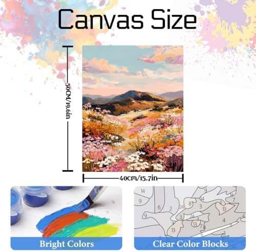 Nancency DIY Paint by Number for Adults,Painting Kits for Adult,Color by Numbers,Paint by Number Canvas Crafts Watercolor for Beginner Room Decor (Field) - Image 3