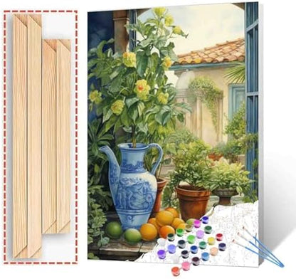 Tucocoo Green Garden Plants Naturecore Painting Paint by Numbers Kits 16x20 inch Canvas Rustic Charm DIY Oil Painting for Kids, Adults Beginner with Brushes Acrylic Pigment Drawings Gift(DIY Frame) by Tucocoo