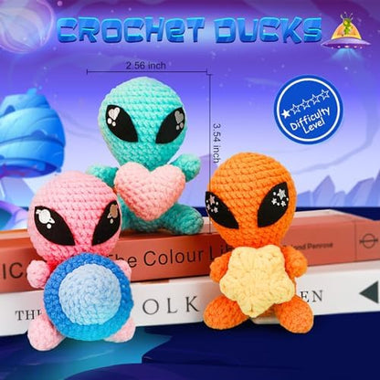 ekaus Crochet Kit for Beginners, Crochet Kit with Step-by-Step Video Tutorials, Crochet DIY Knitting Supplies for Adults, Crochet Aliens(45%+ Yarn) - Image 3