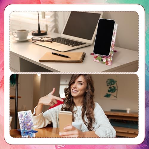 Saillong 4 Pcs Summer Flora Diamond Painting Phone Stand Full Drill Art - Image 5