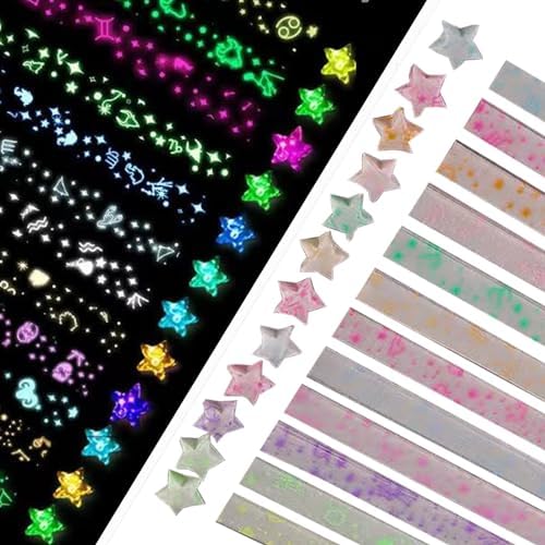 Star origami, colorful decorative paper strips, origami paper strips, DIY origami star paper strips (12 color glowing star origami/210 sheets) - Image 6