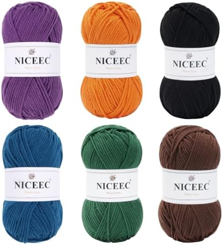NICEEC 300g Soft Assorted Colors Yarn 100% Acrylic 870yds -DarkSeries by NICEEC