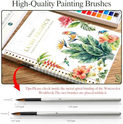 Watercolor Workbook for Beginners,18 Rich Tropics Exotic Rainforest Water Coloring Book,Relaxing & Easy to Paint Water Coloring Book with 24 Colors-Perfect for Gifting to Creativity & Joy for Adults - Image 2