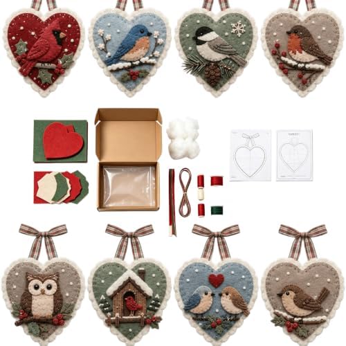 Winter Birds Pre-Cut Felt Heart Ornament Kit，Winter Birds by Unknown