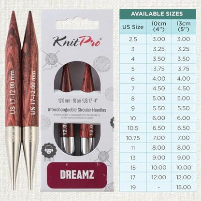 KnitPro Dreamz Interchangeable Circular Needles 4" (10cm) | US Size 17 (12mm) - Image 4