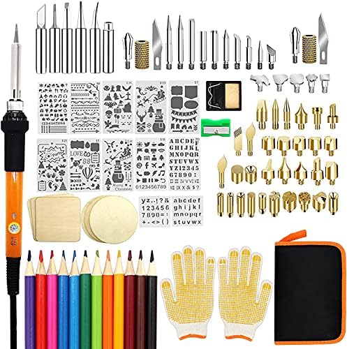 Wood Burning Kit, 110 Pieces Wood Burning Tool with Adjustable Temperature 200-420°C, Professional Wood Burner Pen for Embossing Carving Soldering by PETUOL