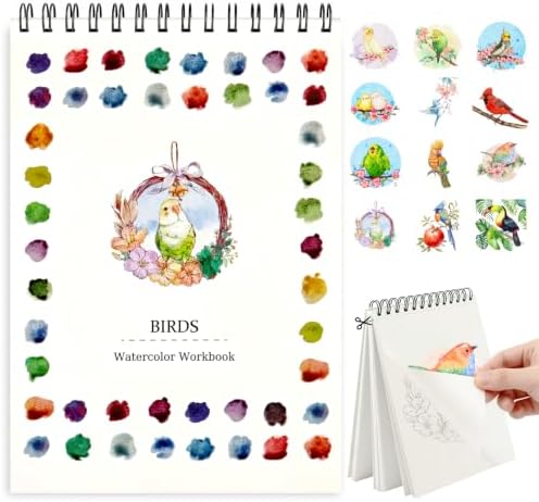 Watercolor Workbook, Water Coloring Book with 13 Pages, Bird Theme Painting Practice Book with Pre-Drawn Outline Pages, Nature Coloring Book for Adults, Beginners & Art Lovers by Unknown