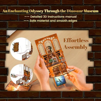 Book Nook Kit - DIY Miniature Museum Dollhouse & Tiny House 3D Wooden Puzzle, Creative Bookshelf Decor with LED-Accented Design, Gifts for Adults, Teens, Home Library & Hobby Crafts - Image 4