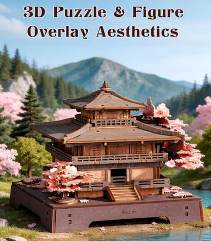 Rolife 3D Wooden Puzzle Sakura Pavilion, DIY Japanese Architecture Model & Miniature House Building Kit for Adults, 235PCS Wood Craft Puzzle, Cherry Blossom Home Decor for Teens and Adults - Image 5