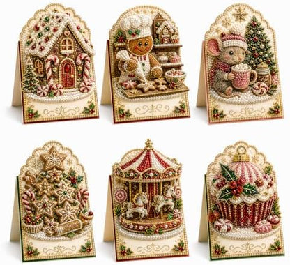 Diamond Art Christmas Cards 6 Pack, 5D DIY Gem Greeting Kits with Envelopes by Unknown