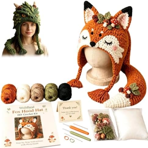 Fantasy Hood Hat DIY Crochet Kit Series for Beginners (Fox) by Unknown
