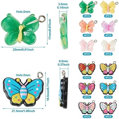 FASHEWELRY 48Pcs Resin Butterfly Charms Mixed Color Butterfly Earring Charms Colorful Insect Wing Bracelet Charm for Jewelry Making Crafts - Image 5