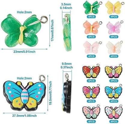 FASHEWELRY 48Pcs Resin Butterfly Charms Mixed Color Butterfly Earring Charms Colorful Insect Wing Bracelet Charm for Jewelry Making Crafts - Image 5