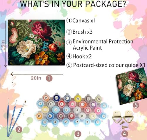 Arttoplus Flower Paint by Numbers Kit for Adults Canvas 16x20 inch - Image 2