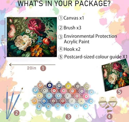 Arttoplus Flower Paint by Numbers Kit for Adults Canvas 16x20 inch - Image 2