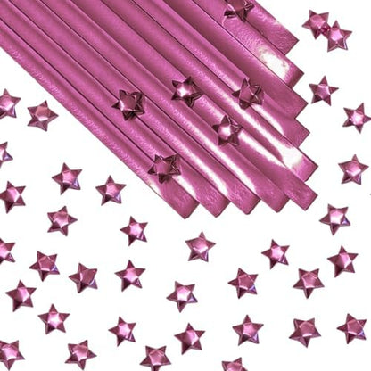 500-Strips Pink Foil Paper Strips for Making Origami Stars, Lucky Stars, Puff Star. Reflective Mirror Shiny Paper Strips, 0.5 x 11 inch. (Pink Foil, 500) by OrigamiJoy
