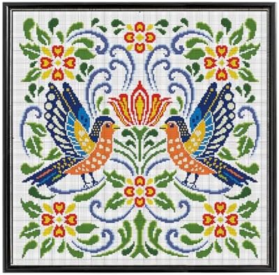 FREEBLOSS 11CT Vector Flowers Stamped Cross Stitch Kits Complete Embroidery Kits with Instruction Cross Stitch Wall Hanging Kit for Needlepoint Adults Wall Art Decoration 18x18in/45x45cm by FreeandCreativeCraftsArt