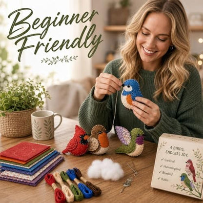 PandaXun DIY Fabric Bird Craft Kit – Creative Handmade Art, Stitch Your Own Whimsical World Patchwork Sewing Set 3D Cute Animal for Making Ornament Adults Beginners, Gift Holidays Keychain - Image 5