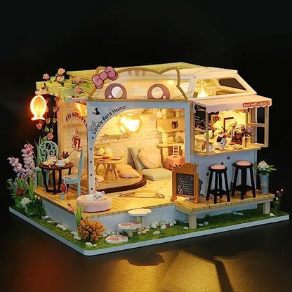 DIY Miniature Dollhouse Kit, Wooden Mini Dollhouse Kit for Adults with Dust Proof, Birthday Thanksgiving for Adults, Family, Friends - Image 2