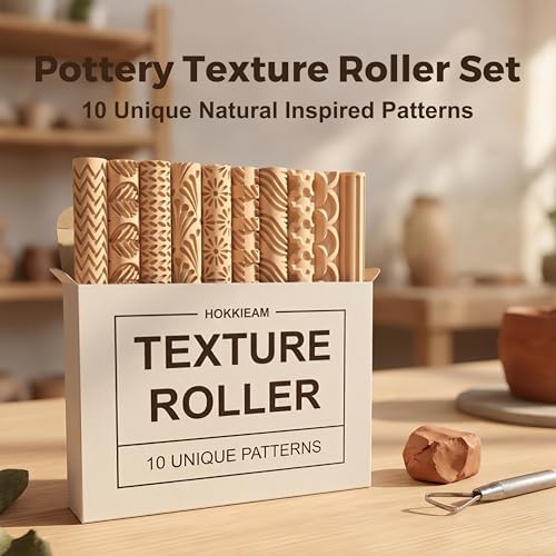 Hokkieam Clay Texture Rollers, 10 PCS Plastic Polymer Clay and Pottery Tool - Image 2