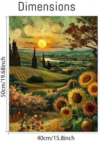 CSZPPQAF Sunflower Paint by Numbers for Adults Beginner, Vvillage Landscape Paint by Number Kits on Canvas DIY Oil Painting Watercolor Color by Numbers for Home Wall Decor 16x20inch - Image 6