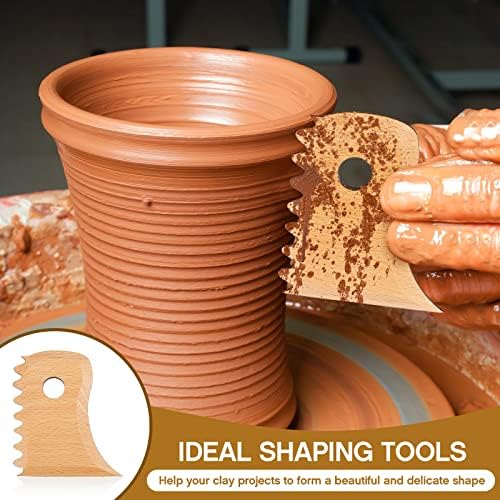 Amylove 7 Pcs Pottery Tools Pottery Wheel Ribs Wood Color - Image 4