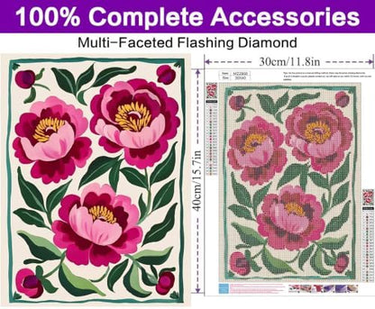 Diamond Art Kits for Adults, Peony Diamond Art Painting Kits for Adults - Image 4