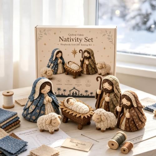 DIY Quilted Fabric Nativity Set Sewing Kit, Detailed Hand-Stitch Holy Family Manger Craft Set, Nativity Ornament Making Project for Home Display & Faith-Based Decor Creation for Adults，Type E - Image 2